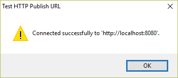 Success! The URL specified for the server is correct.